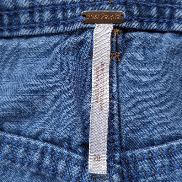 Free People Denim A Line Button Front Mini Jean Skirt in Stone Wash Size 29 - Picture 10 of 10